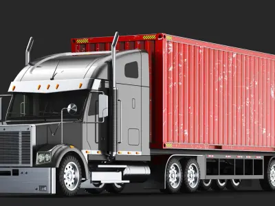  Two Detailed Container Trucks 