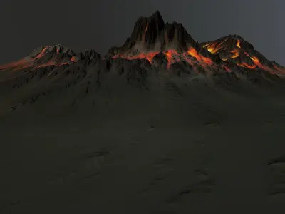 Volcano Terrain Low-poly 3D model