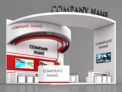 Booth Exhibition Stand Stall 6X6m Height 500 cm 3 Side Open 3D model buy