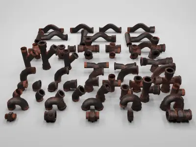 Pipe connections Low-poly 3D model