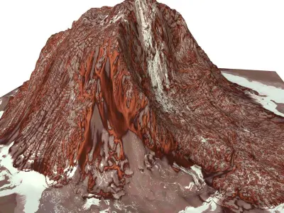 Red Snow ICE Mountain Canyon Desert Low Poly Terrain Rock 4 Low-poly 3D model