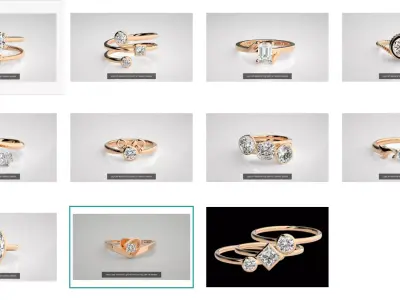 11 Unique Solitaire diamond ring 3dm stl renders details 3D Model Pack