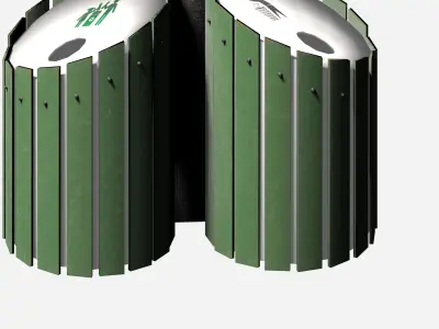 Green elliptical modern garbage bin Low-poly 3D model