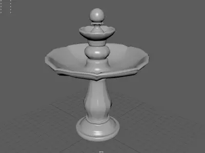 Round garden fountain Low-poly 3D model