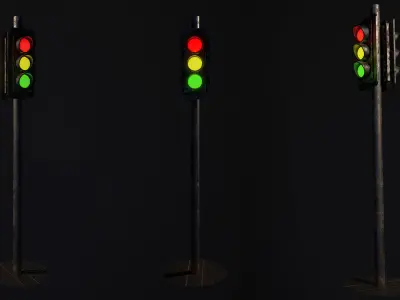 3D Traffic Signal Low-poly 3D model