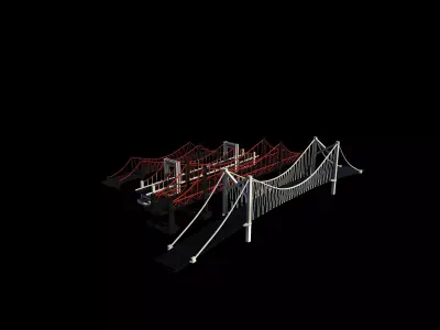 Suspension Bridge set 3D model