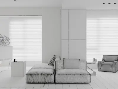 Cozy livingroom interior scene 3D model