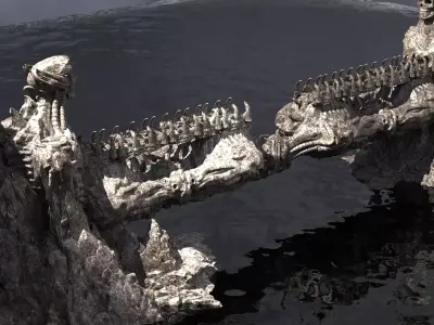 Alien organic Architecture in mountain 2 3D model