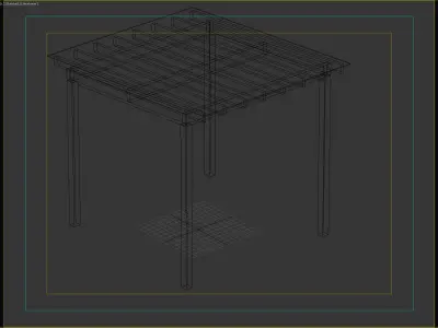 Wooden Pergola with Transparent Polycarbonate Roof 3D model