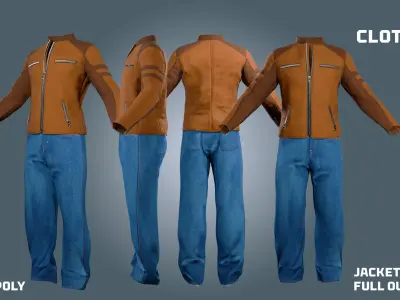 jackets and jean pants - clothyfic outfit Low-poly 3D model