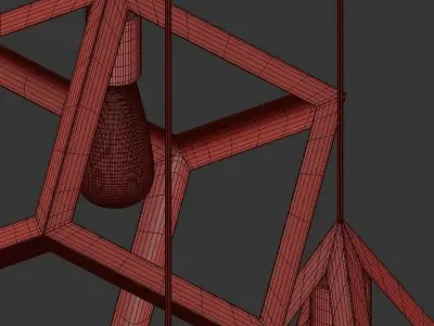 Crysking three pendant lights hanging from metal cage 3D model
