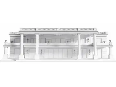 Facade of a private house in a modern light classic  3D model
