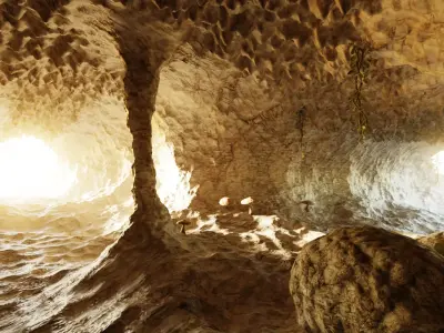 Cave V13 - Complex Cave Environment with Vegetation and Rocks 3D model