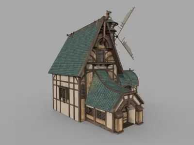 Nordic medieval house Low-poly 3D model