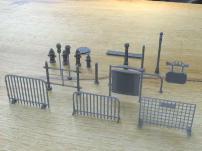 STREET ASSETS 1-35 FOR DIORAMA SUPPORTED STL 3D print model