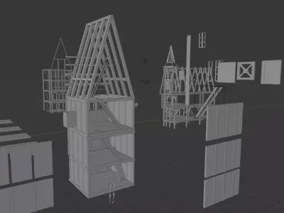 Medieval Town Square 3D model