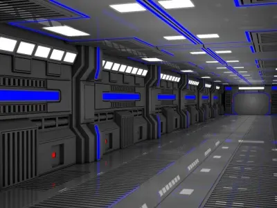 Sci Fi Corridor  3D model 2