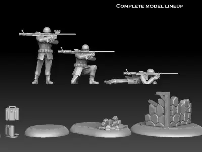 Swedish WW2 Anti Tank Rifle Team 3D print model