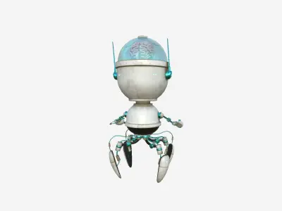 Brain Robot G07 White Dust - SciFi Character Design Low-poly 3D model