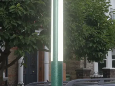 Low-Poly Moss Green Light Column 23 - Street Light Set-9 Low-poly 3D model