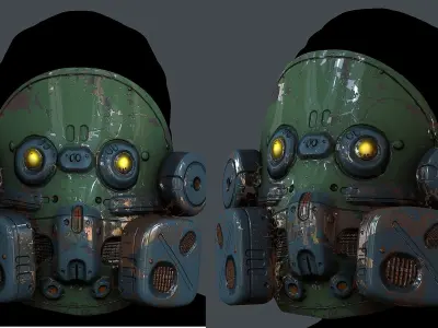 Gas mask helmet 3d model scifi  Low-poly 3D model