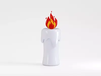 Cartoon Candle Low-poly 3D model