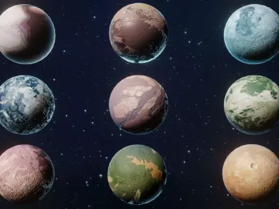 Alien Sci-Fi Planets 3D Models Pack With 25 Sci Fi Music Tracks Low-poly 3D model