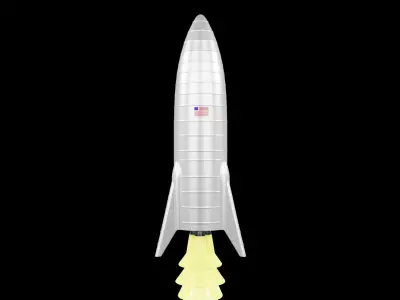 Starship Rocket Print 3d 01 - blender 3d  3D print model