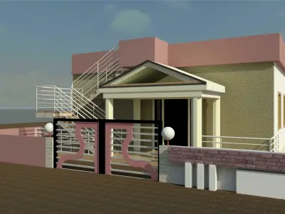 Single storey building design 3D print model