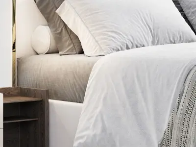 White Wingback King Bed 3D model