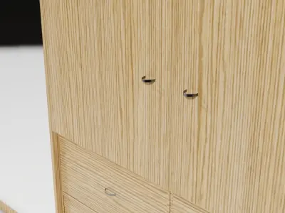Wardrobe with two doors and mirror 3D model