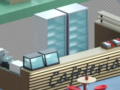 Isometric low-poly office interior floor plan Low-poly 3D model