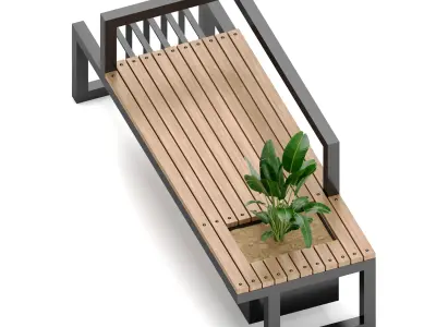 Street bench 3D model buy