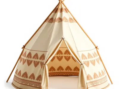 Traditional Teepee Tent Model Pack Low-poly 3D model