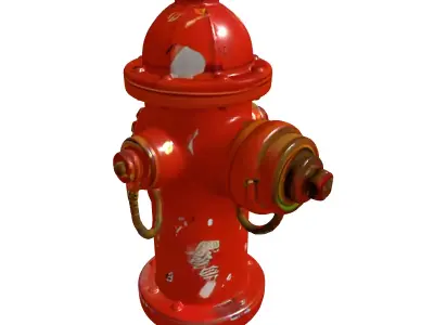 Weathered Red Fire Hydrant Low-poly 3D model