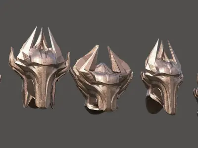 Sci Fi Fantasy Mandalorian style helmet 5 designs 3D model