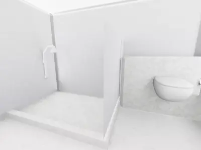bathroom is maden in light colors  3D model