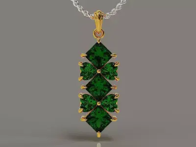 Prong set heart and princess shape diamond pendant 3D print model