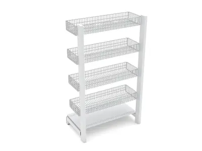 Shelving With Hanging Wire Basket 3D model