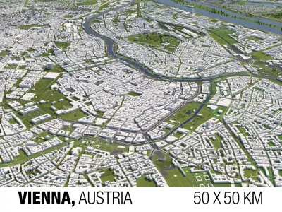 Vienna Austria 50x50km 3D City Map 3D model
