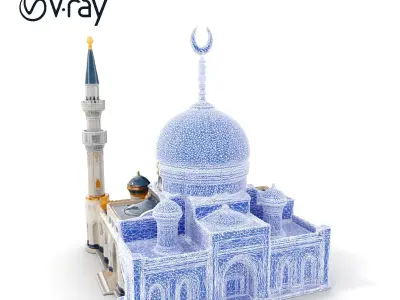Ornate Mosque Architectural Model Pack Low-poly 3D model