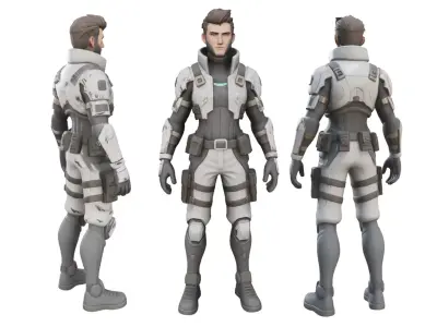Sci Fi Male Soldier  Fully Animated  Mixamo Rigged  Game Ready Low-poly 3D model