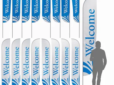 Flag set 2 welcome flags 3D model