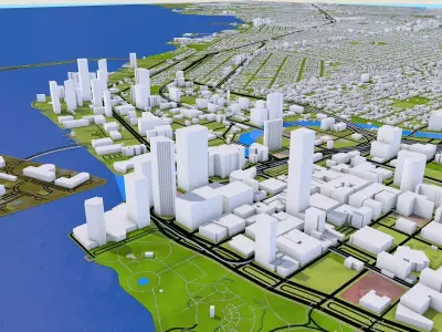 Miami City of Florida Low-poly 3D model