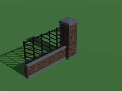 Brick Fence Model -  Low-poly 3D model