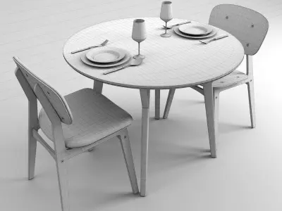 CIRCLE set round dining table with two chairs 3D model