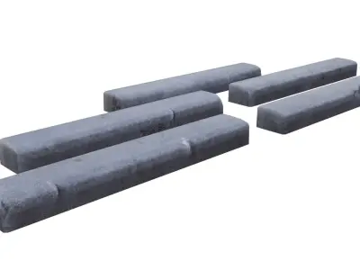 Curb set of concrete blocks Low-poly 3D model