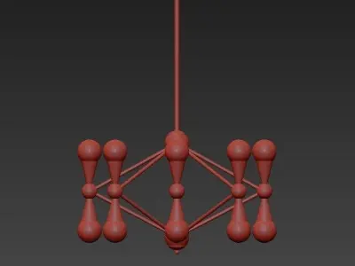 Lampara brass chandelier with glass balls 3D model