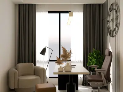 Modern Elegance in the Workplace Home Office Interior Design Low-poly 3D model