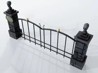 Cemetery creepy door low poly 3d model  3D model